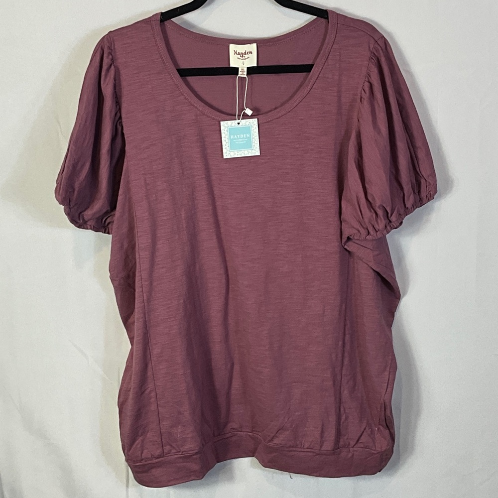 Hayden Purple Puff Short Sleeve Top Size 1XL